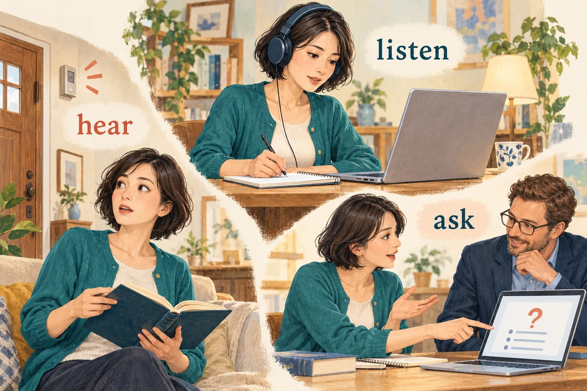 「聞く」の英語は？listen・hear・askの違いと使い分けを例文で解説
