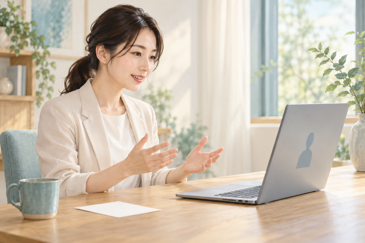 共有が認められた範囲で経験を説明する面接練習のイメージ