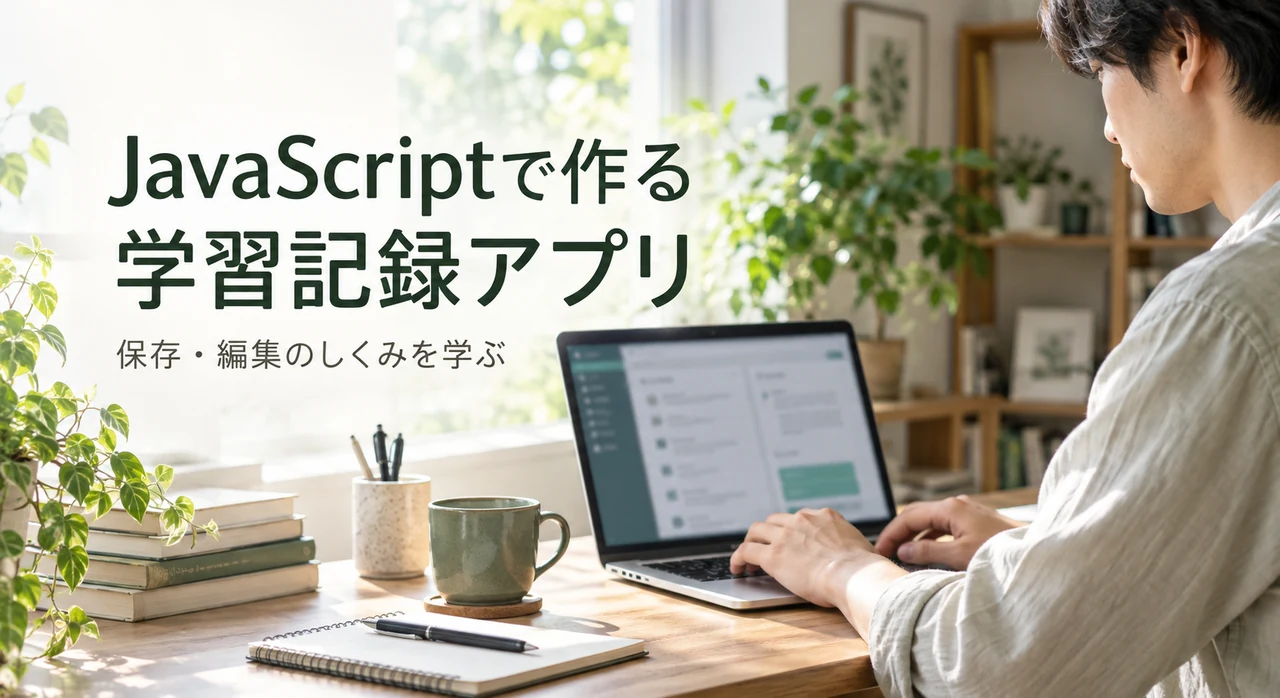 JavaScriptで学習記録アプリを作る学習者のイメージ写真