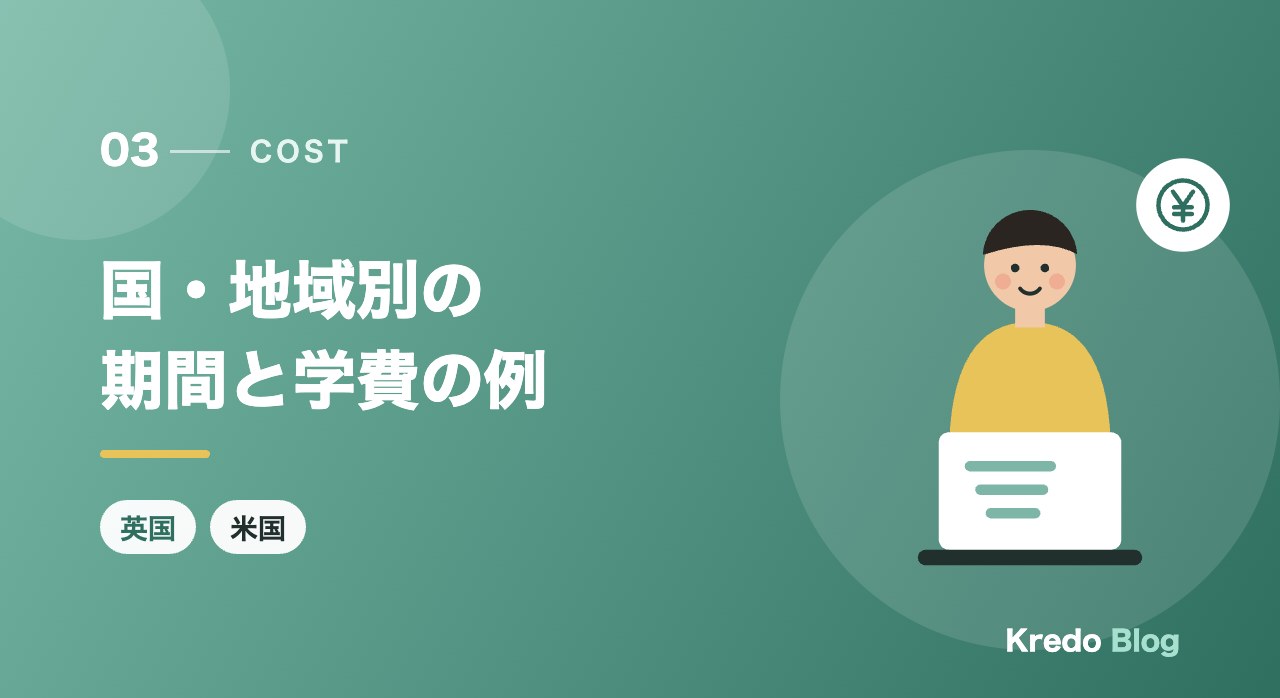 国・地域別の期間と学費の例