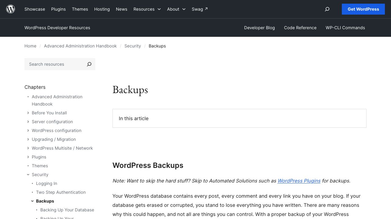 Backups – Advanced Administration Handbook